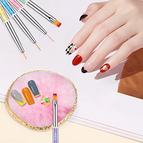 6 Pcs In 1 Set Resin Nail Art Palette With 5 Nail Brushes, Nail Tech Supplies Tools Nail Polish Mixing Palette Double-Ended Dotting Pen For Nail Art #TOP1