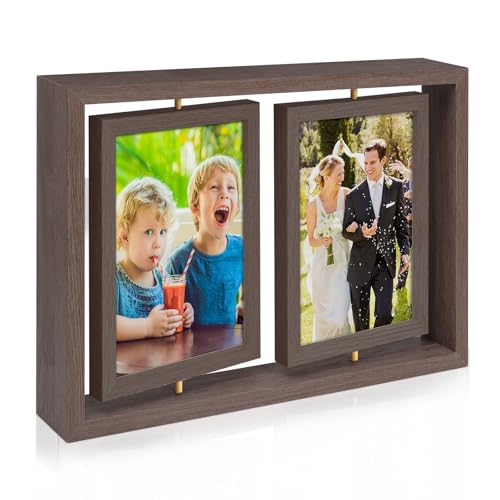 ZEEYUAN Modernes Bilderrahmen 13x18 Holzoptik Drehbarer Fotorahmen für...