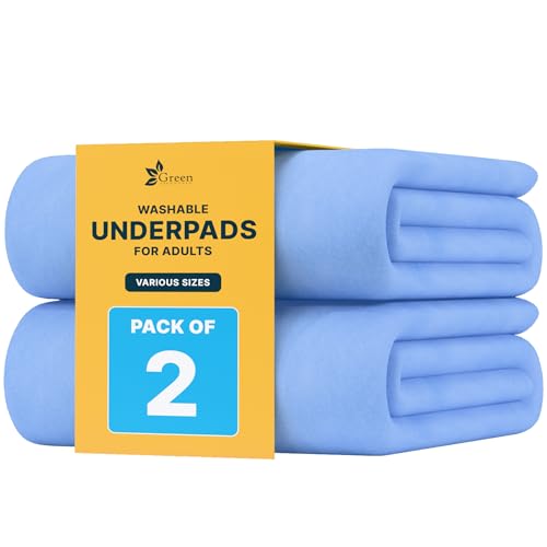 Image of GREEN LIFESTYLE 100% Cotton Washable Underpads - Large Bed Pads for use as Incontinence Bed Pads, Reusable Pet Pads, Great for Dogs, Cats, Bunny, Seniors Bed Pad (Pack of 2 - 34x36)