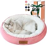 20in Washable Cat Beds for Indoor Cats - Round Donut Pet Bed for Cats, Small Dogs, Puppy, Kitten - Anti-Slip Bottom, Calming Bed Gift - Pink