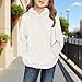 Girls Fuzzy Hoodies Sweatshirt Casual Fleece Long Sleeve Plain Pullover Tops Fall Fashion Sweater With Pockets 4-13 Years