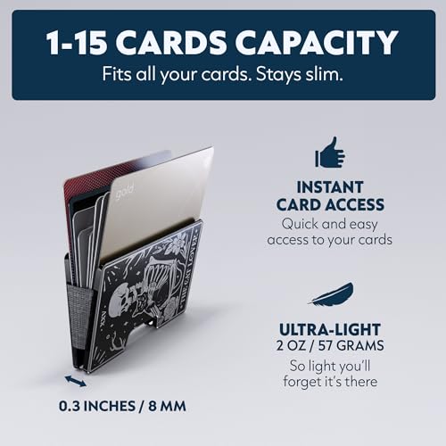 Image of Engraved Aluminum Wallet for Men - Slim Money Clip & Card Holder with Engraved Finish. Enhanced RFID Blocking, Compact, Unique & Minimalist Wallets