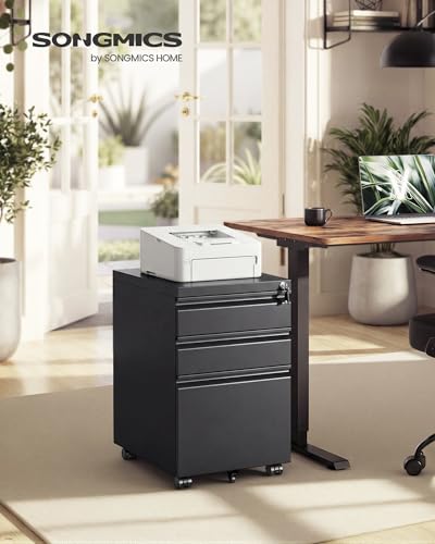 Caisson bureau 3 tiroirs acier verrouillable SONGMICS