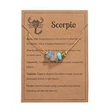 Gold Scorpio Necklace Raw Crystals Zodiac Necklace for Women, Natural Stone Zodiac Sign Choker Astrology Jewelry Healing Crystals Horoscope Gifts