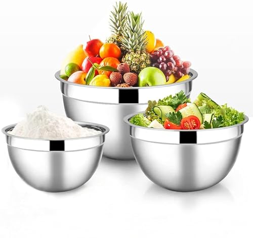 Image of Shiyon Stainless Steel Mixing Bowls Set Without Lid-Silver (5 Bowl Set)