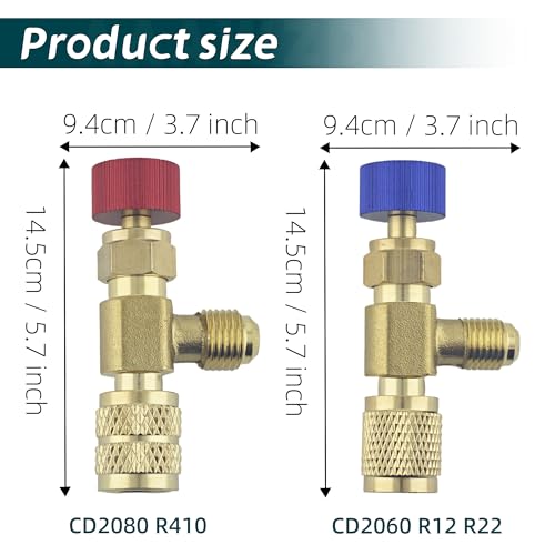 Válvula de carga refrigerante R12 R22 R410, juego 2 piezas miniatura 2