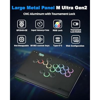 Haute42 Leverless Controller Arcade Stick: Aluminum Leverless Arcade Stick M Ultra GEN2 with Lock Button & RGB Lighting, Arcade Controller Street Fight for PC/PS3/PS4/Switch Game,Low-Profile Switch Arcade Stick Support Hot Swap & SOCD