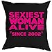Tini - Shirts Sprüche-Kissen zum 20 Geburtstag - Geschenk-Idee Dekokissen Jahrgang 2002 : Sexiest Woman Alive Since 2002 - für 2022 !! - Geburtstag 20 Kissen Farbe: schwarz - für 2022 !!
