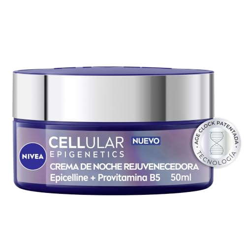 NIVEA Cellular Epigenetics Crema de Noche Rejuvenecedora 50 ml | Reduce Signos de la Edad en 2 Semanas, Con Ácido Hialurónico, Provitamina B5 y Epicelline, Efecto Lifting, Todo Tipo de Piel