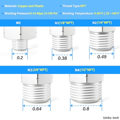 TAILONZ PNEUMATIC Elbow and Straight Combination 1/4 Inch Tube OD x 1/8 Inch NPT Thread Push to Connect Fittings PC-1/4-N1+PL-1/4-N1(Pack of 12)