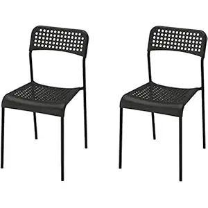 Ikea ADDE Chair (Stainless Steel, Black, Pack of 2)
