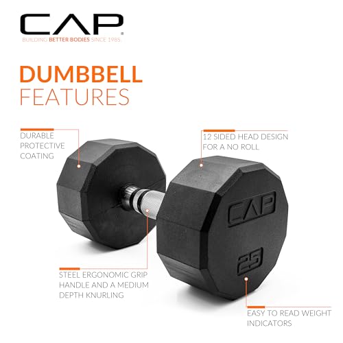 Image of CAP Barbell Coated Hex Dumbbell Weight - Single | 10-120 lbs | Multiple Options