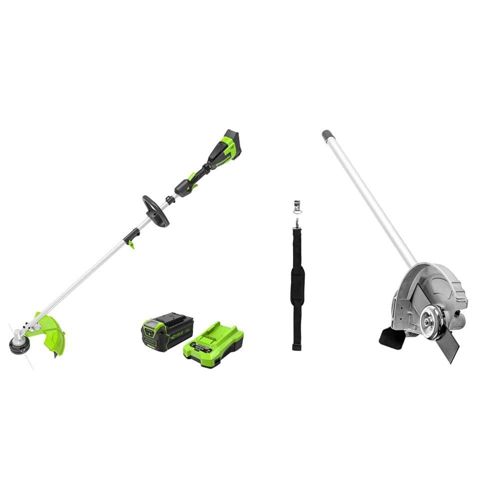 Greenworks 40V 16-Inch Brushless (Attachment Capable) Cordless String Trimmer (Gen 2), 4.0Ah Battery and Charger Included + Edger Attachment