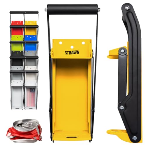 Can Crushers - Wall Mounted Aluminum Can Smasher - Ideal for Garbage Can and Recycling Bin - Outdoor Bar Accessories Must-Have - Home Improvement Essential - Efficient Can Crusher by Strawn (Yellow)