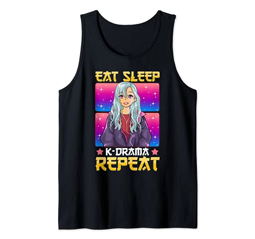 Eat Sleep K-Drama Repeat Cute K-Pop Korean Anime Canotta