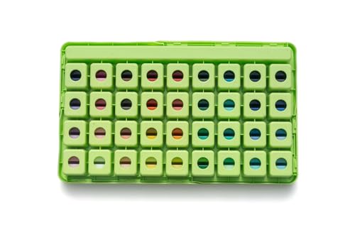 Image of THOOVI - HIMI - Gouache Paint - Twin Cups - 72 Colours - 12g Jelly Cups - Non Toxic Paint for Paper - Canvas and Professionals, Multicolour (Green Apple Case)