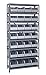 Quantum 1275-423GY Shelving Unit, 12" D x 36" L x 75" H, Carbon Steel, Galvanized with Gray Bins