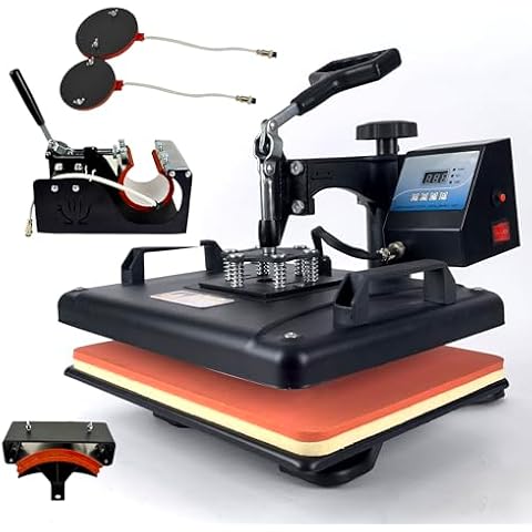 MYSUB Heat Press Machine 5 in 1,12x15 inch Swing Away Heat Press for Sublimation, T Shirt Pressing Machine Multifunction, Heat Press Transfer Machine Combo for T-Shirt Hat Cap Mug Plate Cap Cover