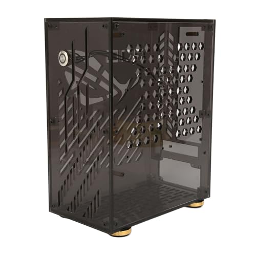 Gabinete Mini ITX con panel lateral transparente, capacidad de 4,3 L, refrigeración de 360°, carcasa pequeña de acrílico para placa base Mini ITX (negro), Denash7ftagrnigs-12 miniatura 1