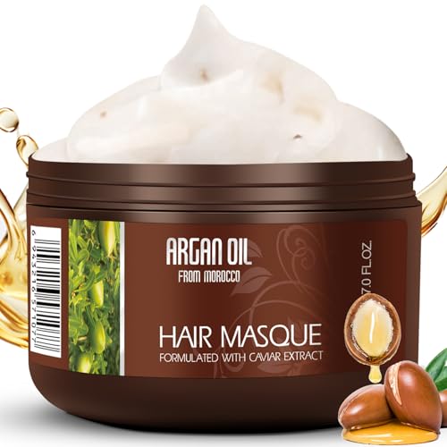 NUSPA Argan Oil Hair Mask Deep Moisturizing Hair Masque Keratin Hair Treatment Daily Hair Care For Damaged Dry Frizzy Hair,200ML