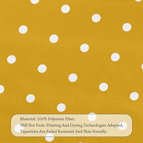 Tapestry Wall Hanging, Mustard Yellow White Polka Dot Wall Tapestry For Bedroom Aesthetic College Dorm Home Decor #TOP3