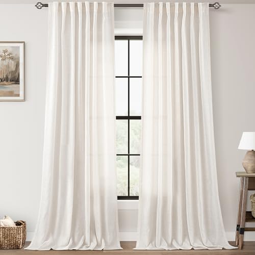 Jolilight 96 inch Long Linen Curtains 2 Panels for...