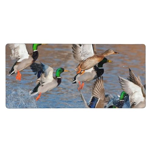 Tapis de souris chasse aux canards colverts fini les glissements grand format 40x90cm caoutchouc