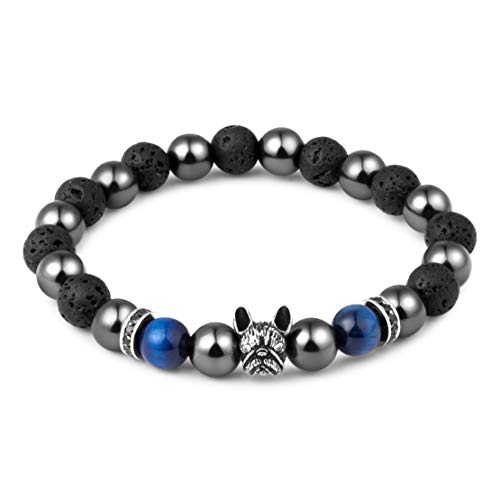 Karseer Crystal Bracelet, Magnetic Natural Stone Beaded Bracelet Stress Relief Elastic Bracelet with French Bulldog Design for Thanksgiving, Christmas, Valentine's Day, Birthday and Anniversary2
