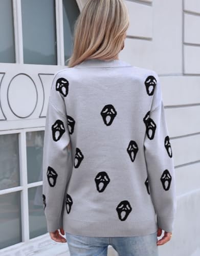 Image of Womens Cute Heart Sweater Crew Neck Long Sleeve Pullover Valentines Sweater