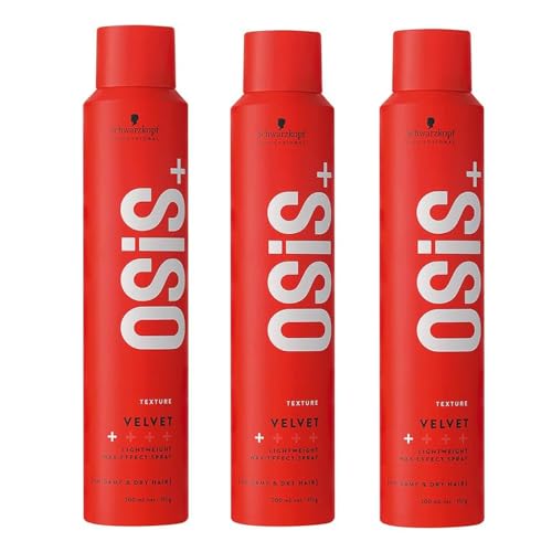 Schwarzkopf Professional OSiS Velvet Laque Cheveux Spray À Effet Cire Définition Douce Brillance Naturelle Formule Non Grasse Non Collante Fixation Légère 200 ml - lot de 3