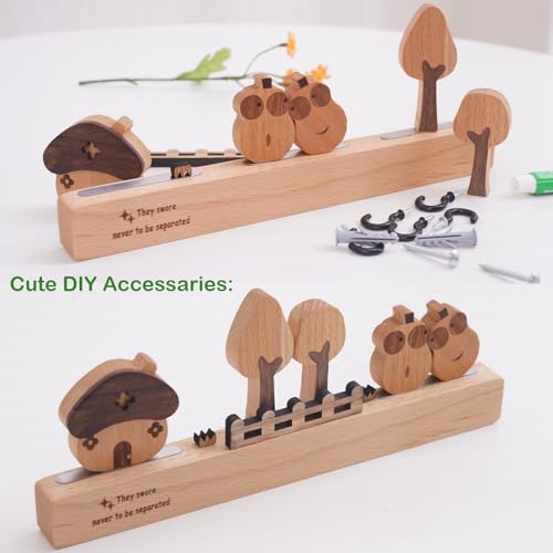 Bonito llavero con estante para pared y 6 ganchos de madera 3