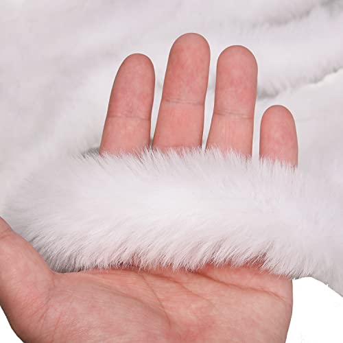 MFUOE 16ft Christmas Faux Fur Ribbon Trim White Faux Fur Ribbon Cotton Sewing Trimmings Furry Accessories Winding Garland (16 Feet) - Image 2