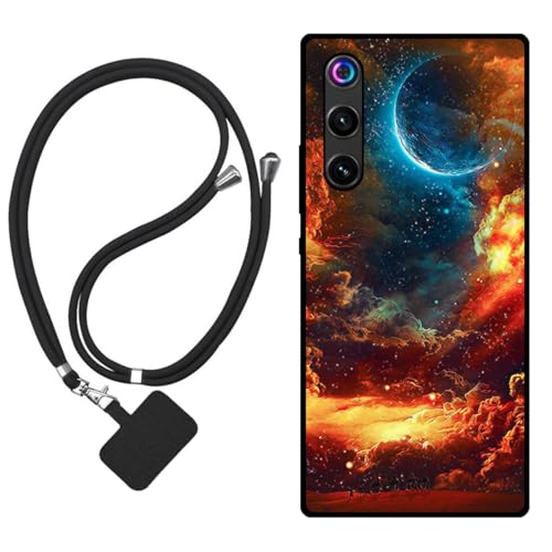 Sunrive Coque Compatible avec ZTE Nubia Red Magic 10 Air,TPU Étui Housse Protecteur Mat Back Cover Mignon Motifs Case(Nuages,Lune,Ciel)+1x Universelle Dragonne