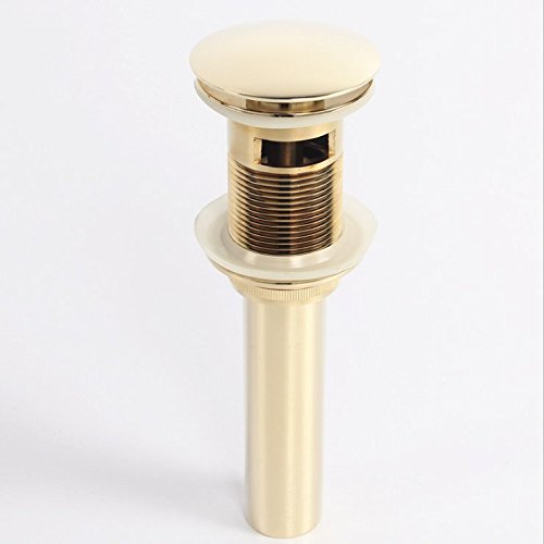 Tapón de desagüe emergente con rebosadero para Grifo de Lavabo de baño Tuqiu MY-PD001 (Dorado)
