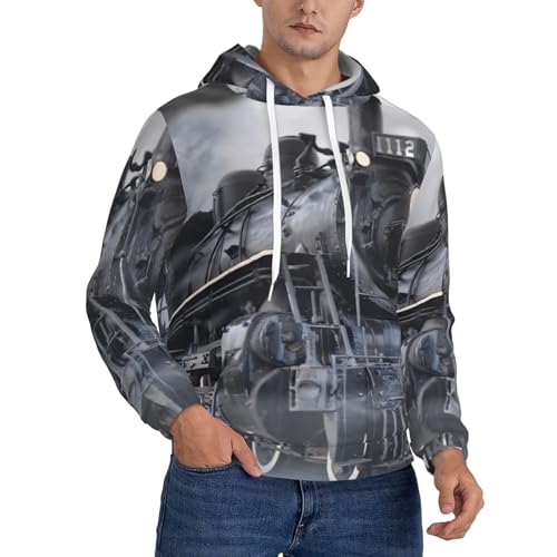Sweat à capuche homme train imprimé avec poche kangourou