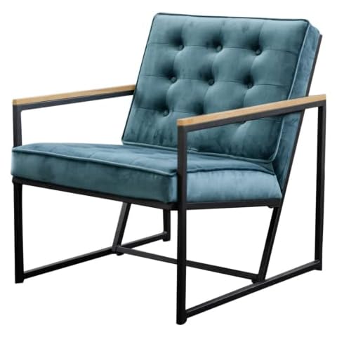 KAWOLA Sessel Wohnzimmer Arly Einzelsessel Fernsesessel Clubsessel Cocktailsessel Relaxsessel Polstersessel Lounge Sessel Samt Bezug Velvet Designer Sessel Retro Sessel Petrol Cover