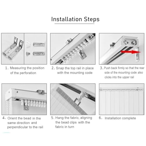 NIANXINN Vertical Blinds for Windows Complete Set,Blue Blackout Window Shade,98mm Thermal Slats Louvres,Privacy Protection,Decor Curtain for Home Office,Custom,Width x Height (170cm x 200cm) - Image 8