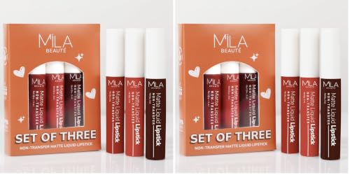 Image of Mila Beaute Matte Set of 3 Lipstick for Women I Long Lasting & Lightweight I Rich Pigment I Glides Smoothly (Nudes & Browns) (Pack of 2)