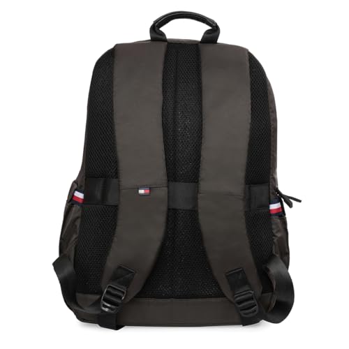Image of Tommy Hilfiger 14-inch Laptop Backpack Donoho - Granite Grey & Black Dual-Tone | Backpack for School, College, and work | Water-Resistant with Trolley Sleeve & 1-Year Warranty