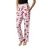 Hello Kitty Anime Cartoon All Over Print Women's White Sleep Pajama Pants-S
