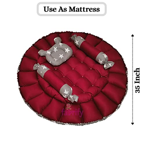 Fabrify-Baby-Reversible-Round-Bedding-Set-Cum-Mattress-With-Mosquito-Net-and-3-Multi-Shape-Pillows-For-Newborns-To-Toddlers-Unique-0-12-Month