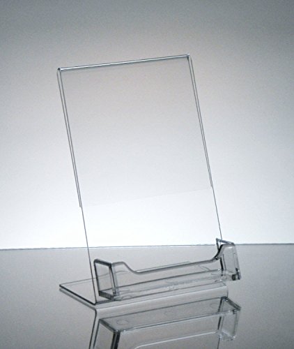 Dazzling Displays 6-Pack Acrylic 4x6 Slanted Sign Holders with Business Card Holder