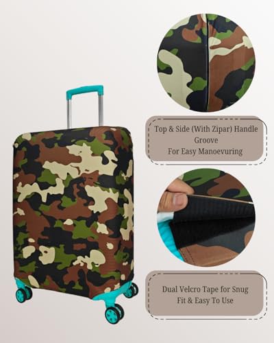 Image of Printed Polyester Suitcase Cover Stretchable Luggage Protector Trolley Bag Cover Travel Accessory (Fougi Brown-S,M)