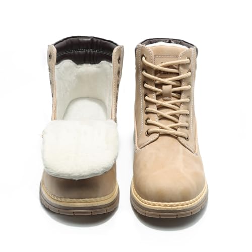 ANJOUFEMME Combat Work Hiking Boots for Women - Ladies Casual Waterproof Outdoor Boots, Walking Hiking Shoes, Backpacking Boots FNW2018-BEIGE-7.5