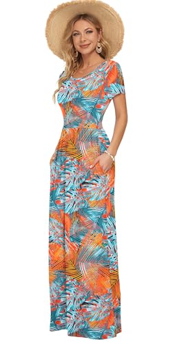Image of AUSELILY Women's Classic Short Sleeve Loose Plain Casual Long Maxi Dresses for Women 2026