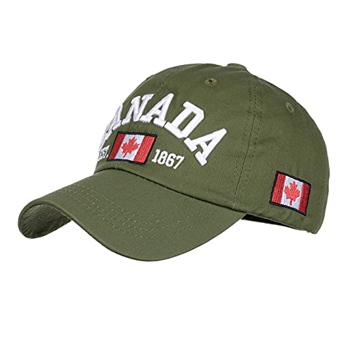 Rongyuan Canada Logo Basecap Herren Damen Mütze Einstellbar Snapback Cap Sommer Sonnenschutz Hut Cappy Basecap Erwachsene Männer Caps für Sport Golf Tennis Outdoor, Armeegrün, Einheitsgröße Cover