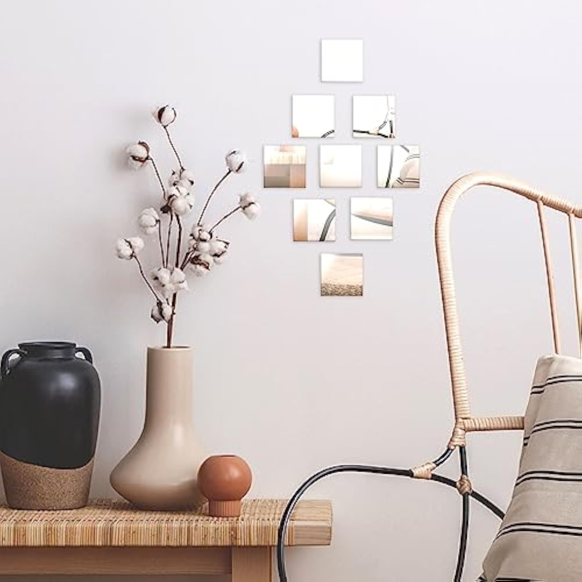 Square Mirror Tiles for DIY Crafts, 60 Pack