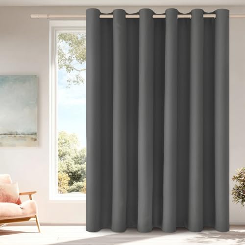 Hiasan Raumteiler Vorhang Blickdicht, Blickdicht Schallschutz mit Ösen, Thermovorhang Gardine für Schlafzimmer Büro, Privatsphäre Verdunkelungsvorhänge, 1 Stück, H213 x B203cm, Dunkel Grau