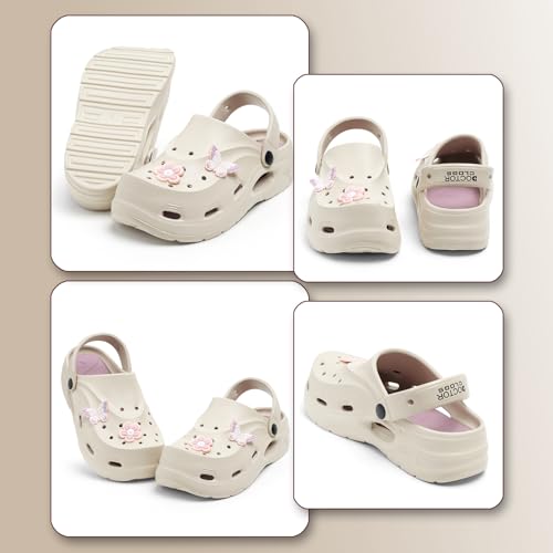 Image of Women Clogs Sandals with Back Strap | Lightweight EVA Cartoon Charm Slip-On Shoes for Womens & Girls | Anti-Slip Comfortable Everyday Wear