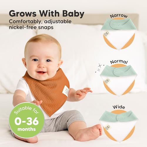 Image of KeaBabies 8pk Organic Baby Bandana Bibs for Drooling Teething (Hunter /Quin)